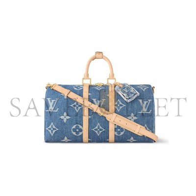 LOUIS VUITTON DENIM KEEPALL BANDOULIERE 45 MONOGRAM BLUE M24315 (45*27*20cm)